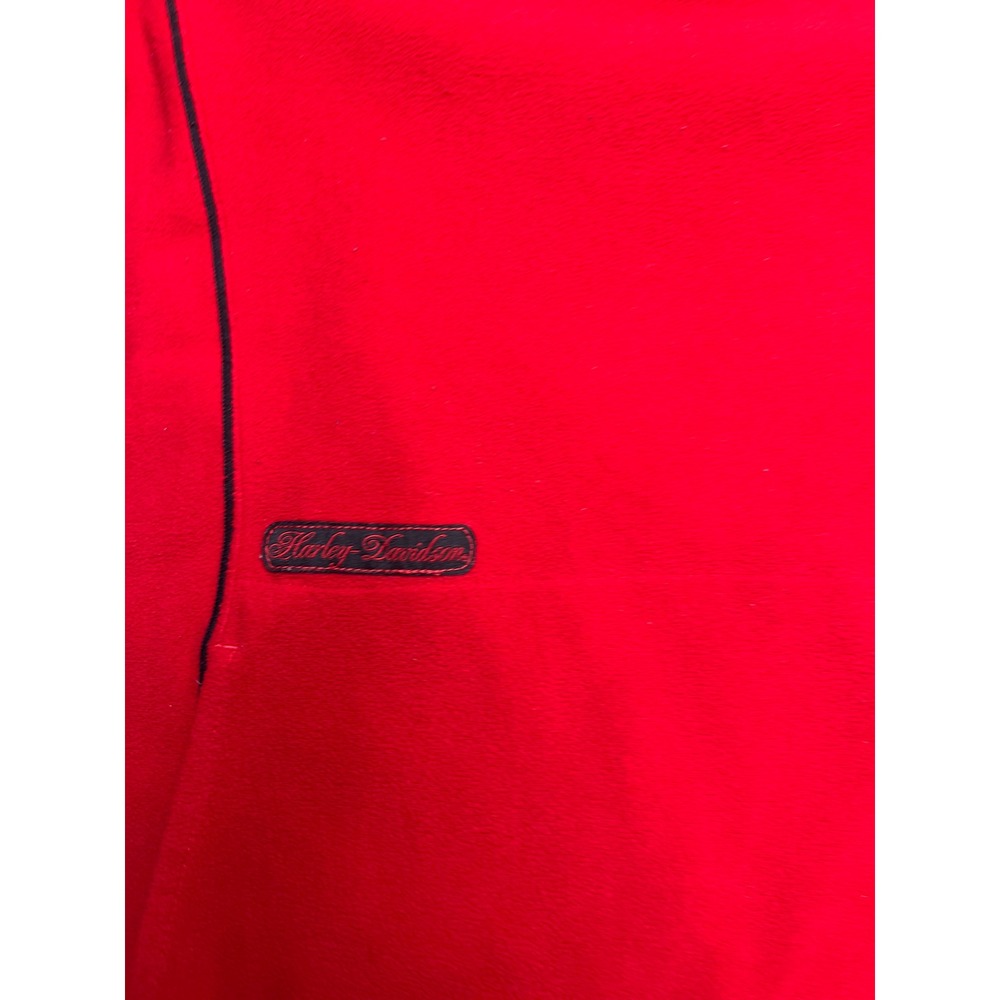 Harley-Davidson Womens Red Black Quarter Zip Fleece Pullover Jacket Medium - Picture 2 of 9